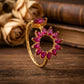 Ruby Stones Open Pattern 18kt Diamond Ring for Wedding