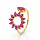 Ruby Stones Open Pattern 18kt Diamond Ring for Wedding