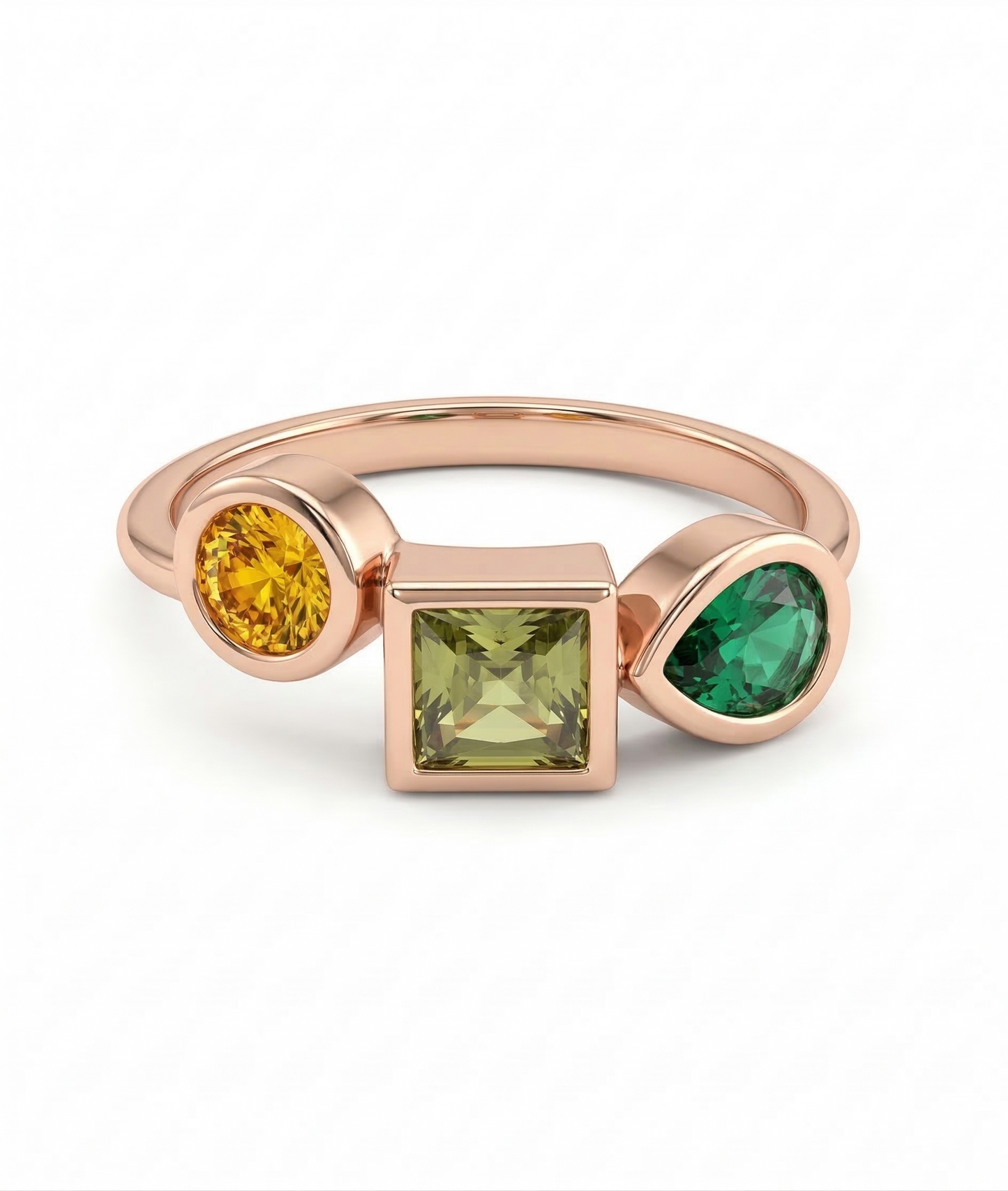 Geo Trio Shape Gemstone Women’s 18kt Gold Ring