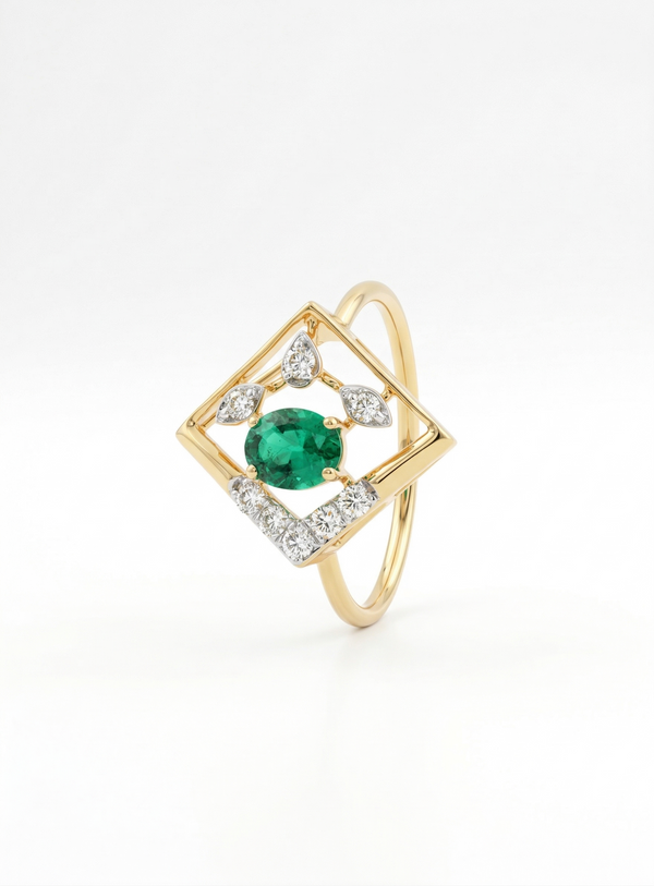 Emerald Rhombus Aura 18kt Diamond Ring for Women