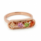 Quad Glow Multi-Colour Bar 18kt Gold Ring For Women