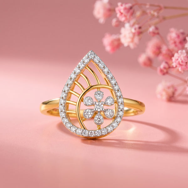 Floral Teardrop 18kt Diamond Ring for Women