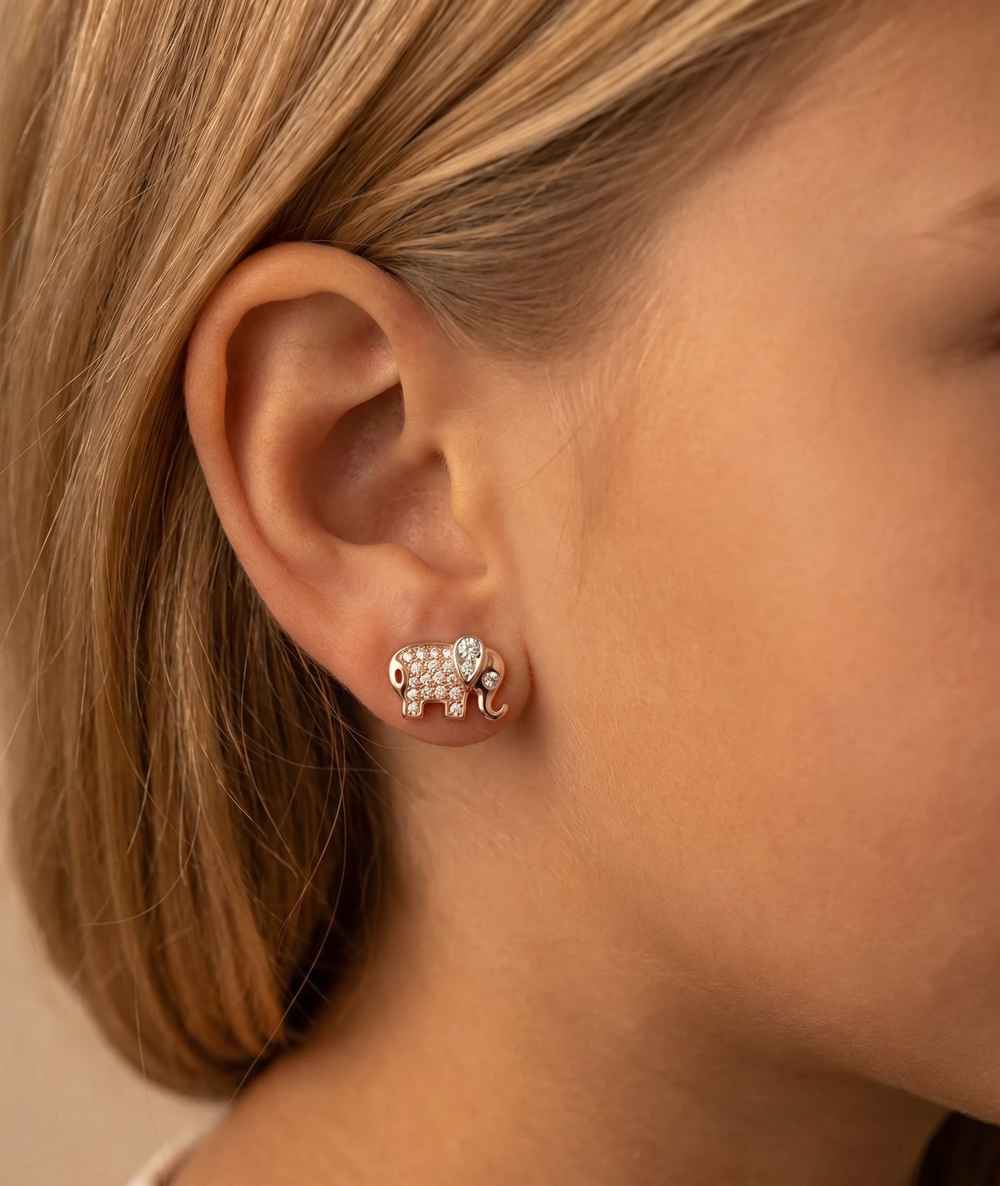 Golden Trunk 18kt Diamond Earrings for Kids