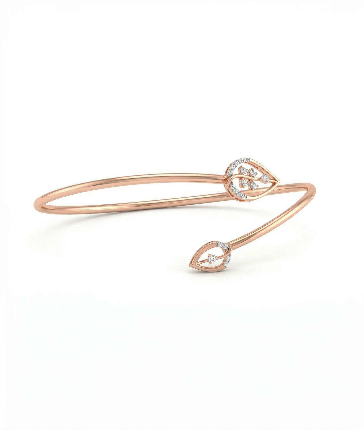 Leaf Tip Daily Wear 18kt Gold Diamond Bangle For Women