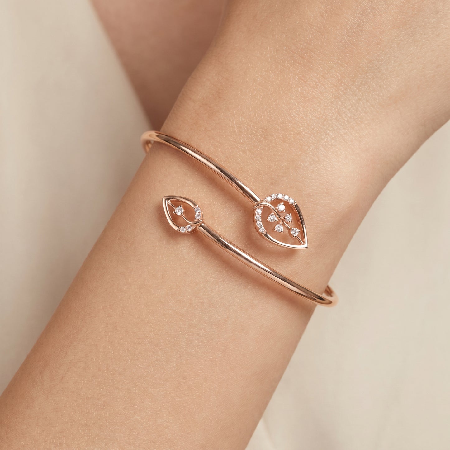 Leaf Tip Daily Wear 18kt Gold Diamond Bangle For Women