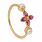 Petal Pearl Pink Clover 18kt Daily Wear Gold Ring