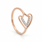 Open Heart Rose Gold 18kt Diamond Ring For Women
