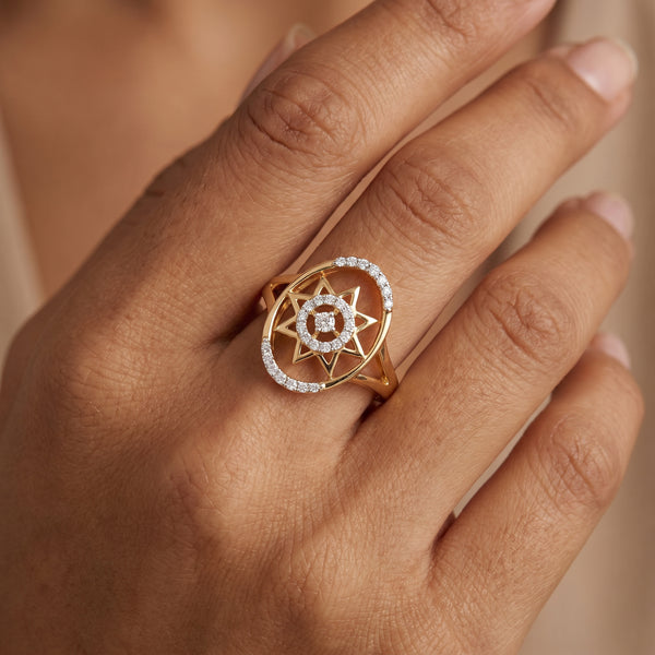 Star Halo 18kt Diamond Ring for Women