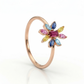 Rainbow Bloom Multi-Colour Floral 18kt Gold Ring