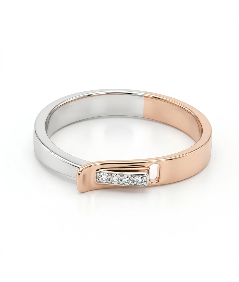 Valerio Dual Tone Bar 18kt Diamond Ring For Men