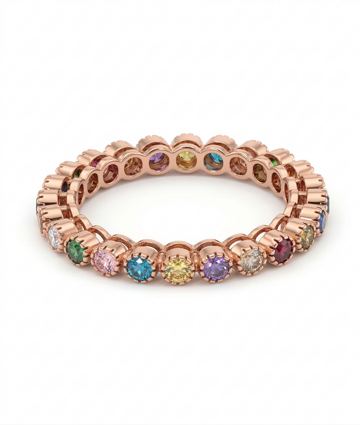 Multicolour Stones 18kt Wedding Gold Ring for Women