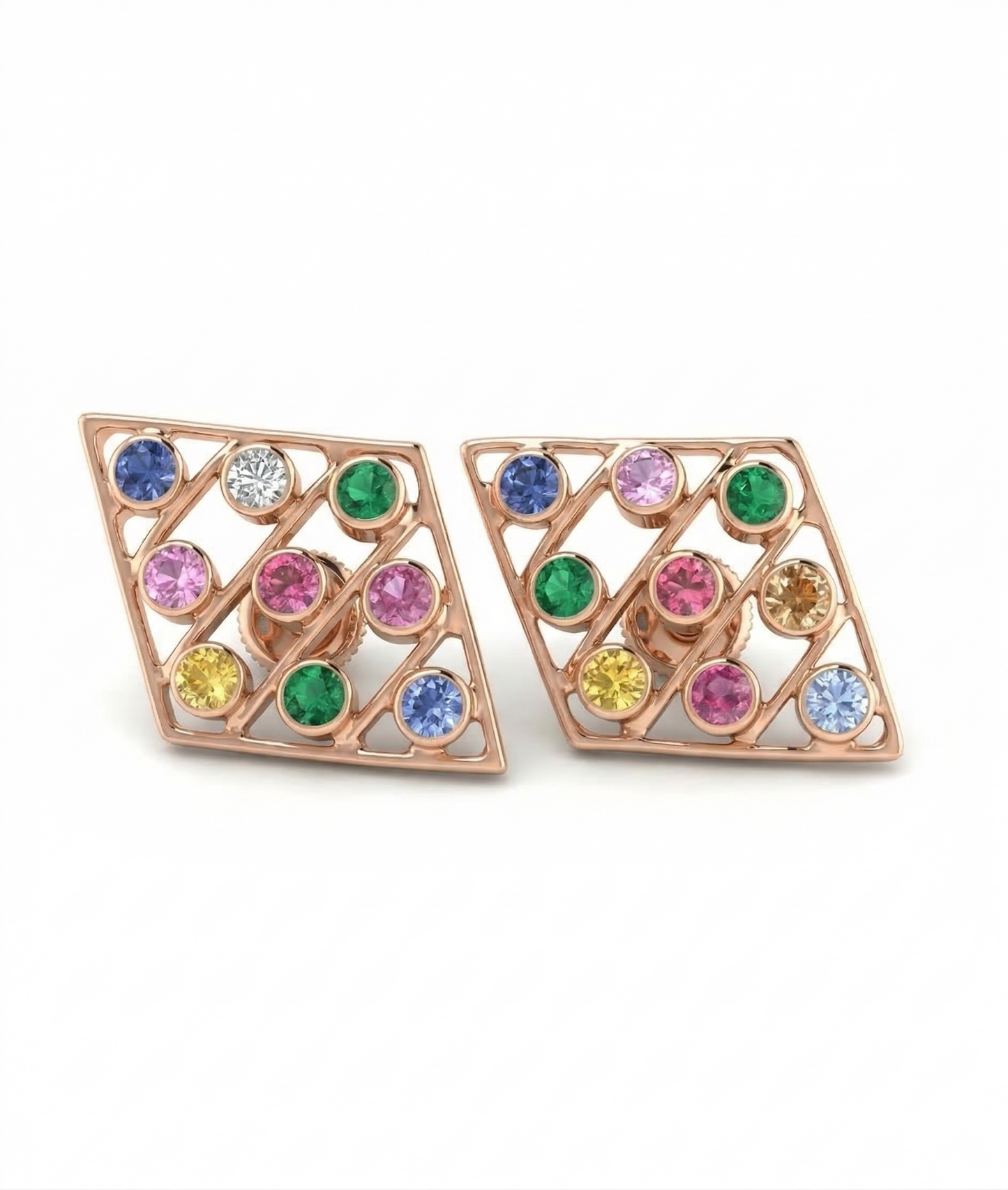 Prismora 18kt Gold Colourstones Stud Earring for Women