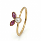 Bunny Pearl Pink Petal 18kt Gold Ring For Women