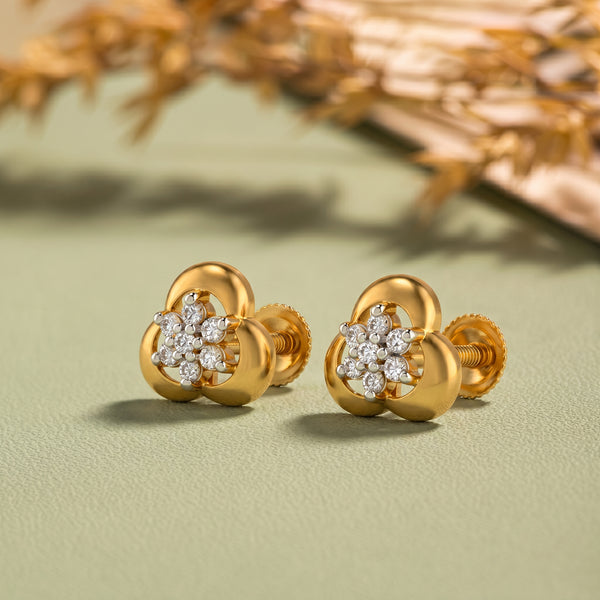 Khilkhil Diamond Cluster 18kt Yellow Gold Earrings