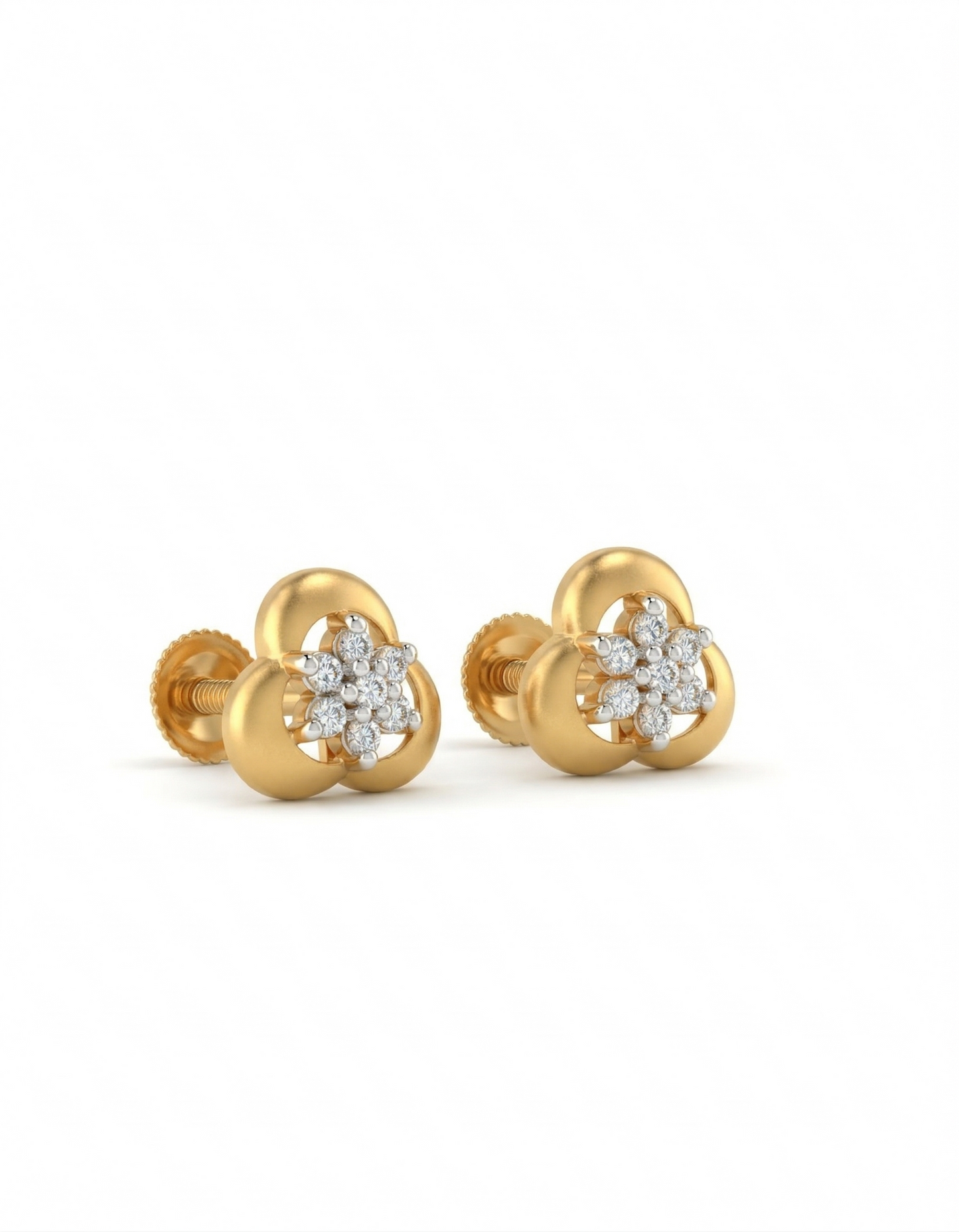 Khilkhil Diamond Cluster 18kt Yellow Gold Earrings