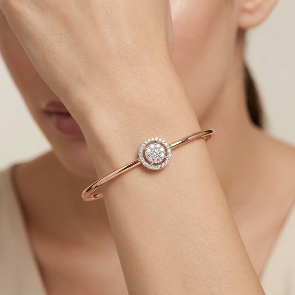 Cluster Halo Everyday Diamond Bracelet  in 18kt Rose Gold
