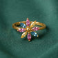 Petal Bloom Multi Stone 18kt Gold Ring for Party Wear