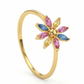 Petal Bloom Multi Stone 18kt Gold Ring for Party Wear