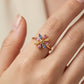 Petal Bloom Multi Stone 18kt Gold Ring for Party Wear