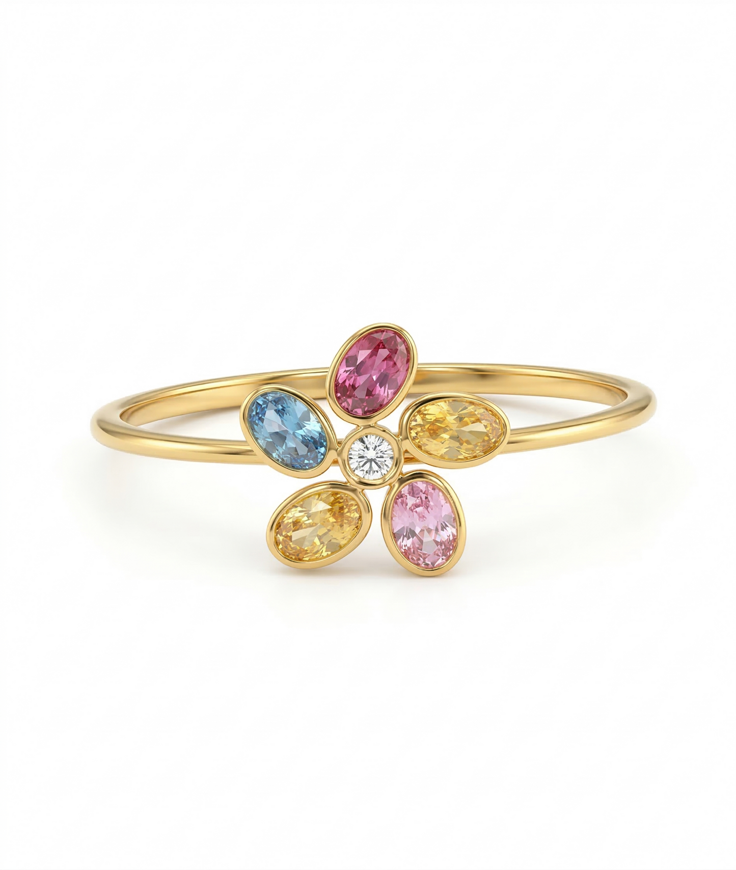 Multi Stone 18kt Party Wear Gold Ring for Women