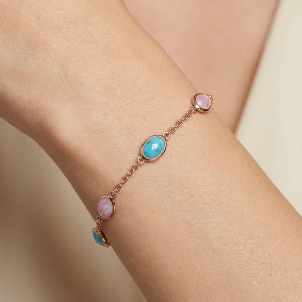 Colourful 18kt Gold Daily Wear Chain Bracelet For Women