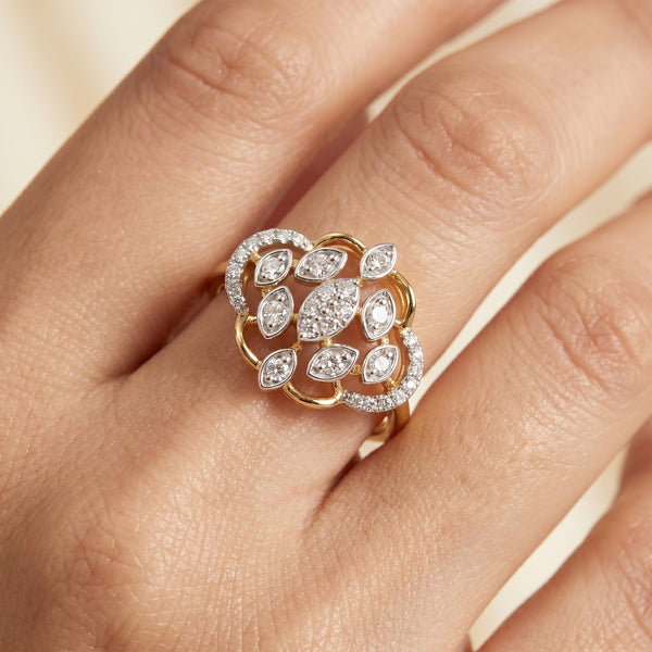 Petal Bloom 18kt Diamond Ring for Daily Wear