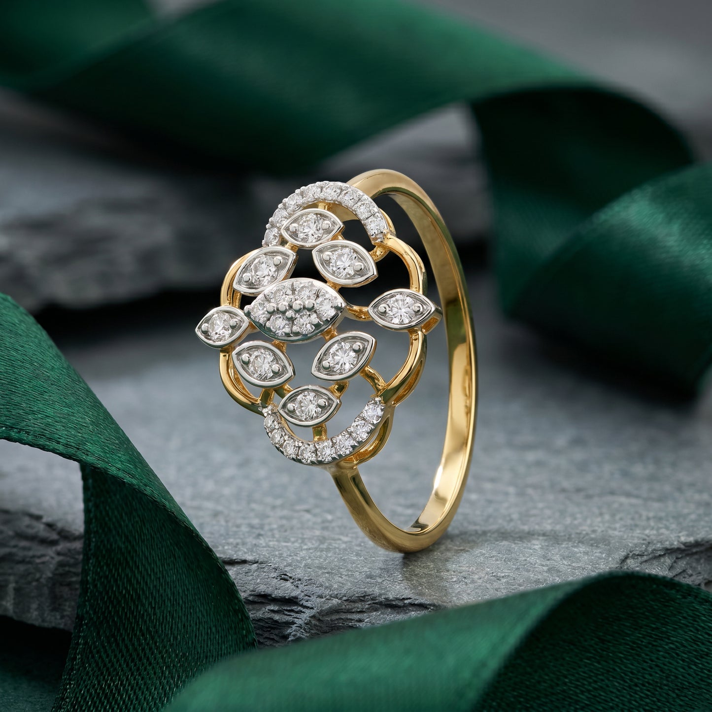 Petal Bloom 18kt Diamond Ring for Daily Wear