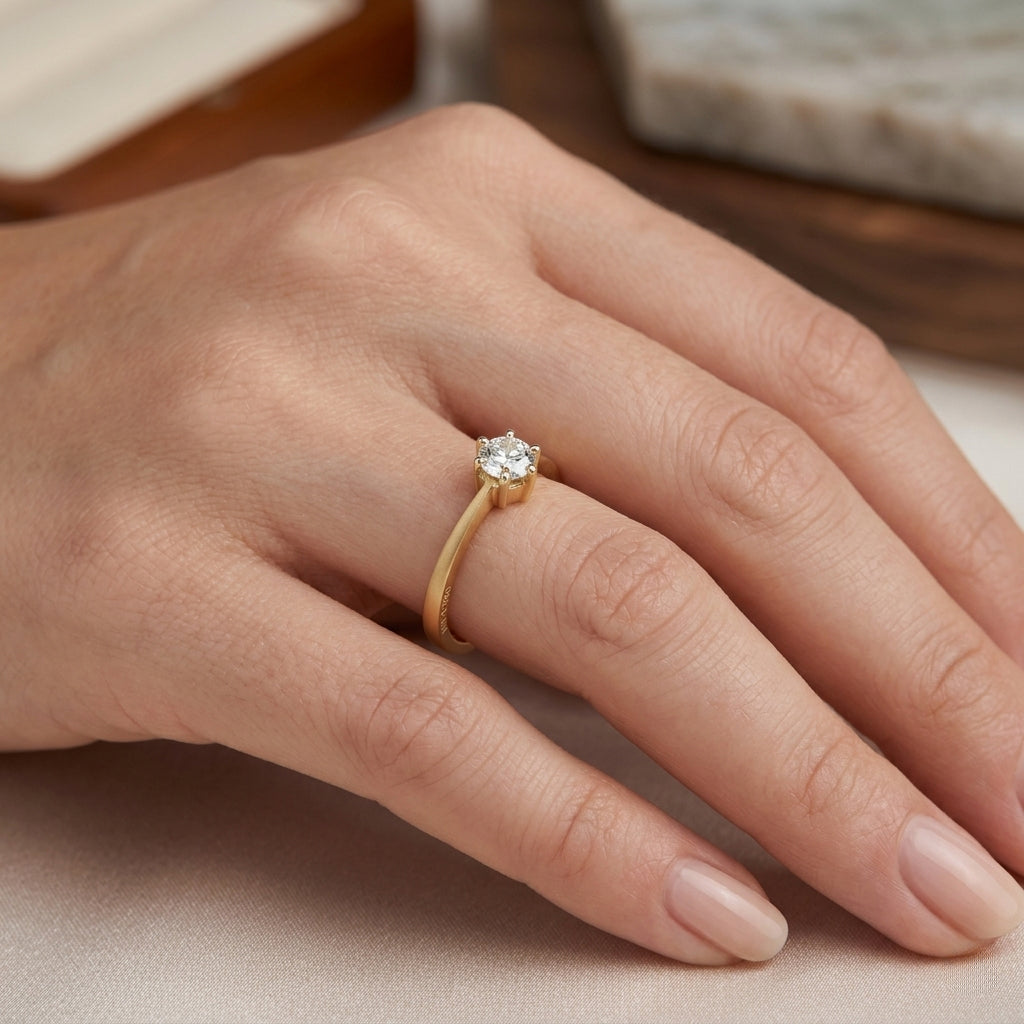 18KT Gold Solitaire Diamond Ring For Women for Gifting