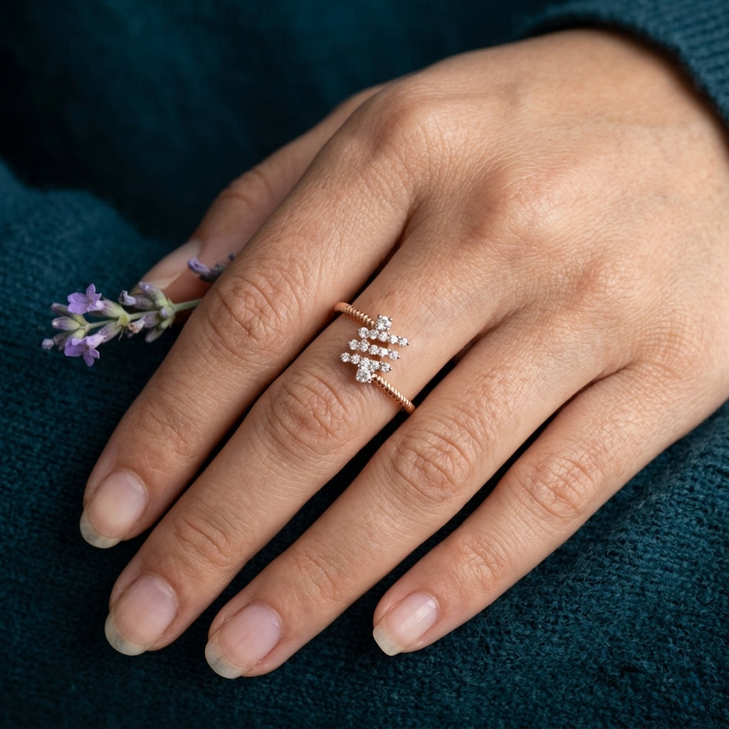 18KT Rose Gold Stacked Diamond Ring For Women