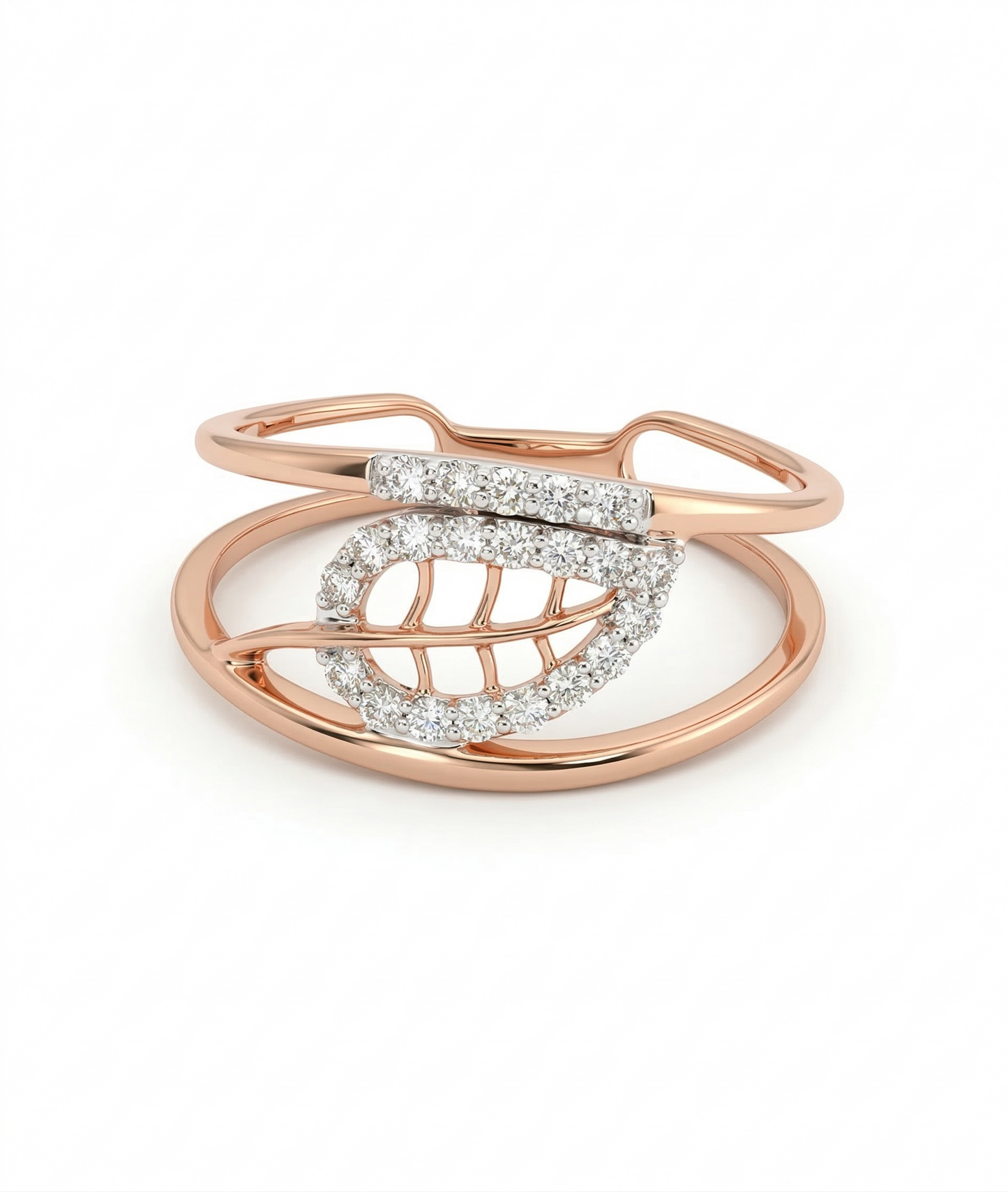 Dual Band Rose Gold Plated 18kt Diamond Ring