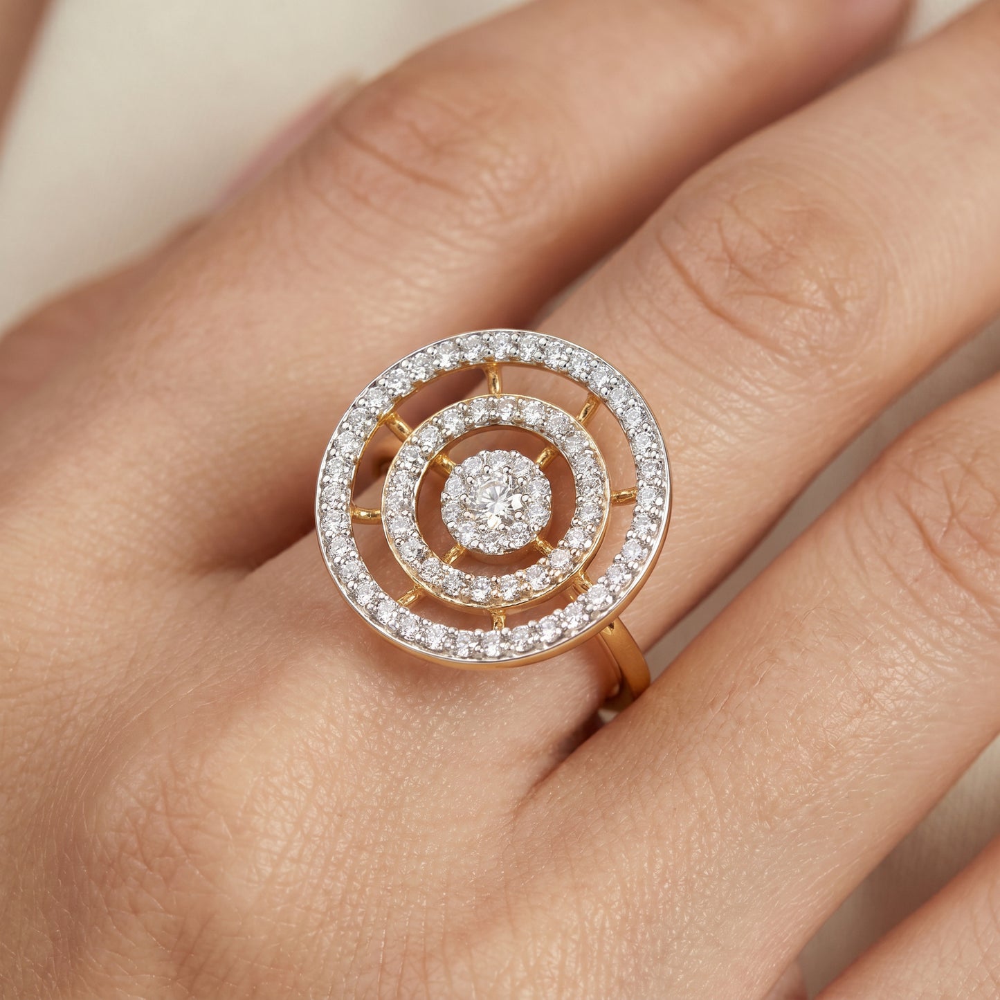 Sunburst 18 KT Diamond Ring for Women