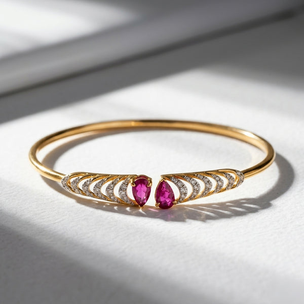 18KT Rose Gold Diamond Open Cuff Bracelet Women