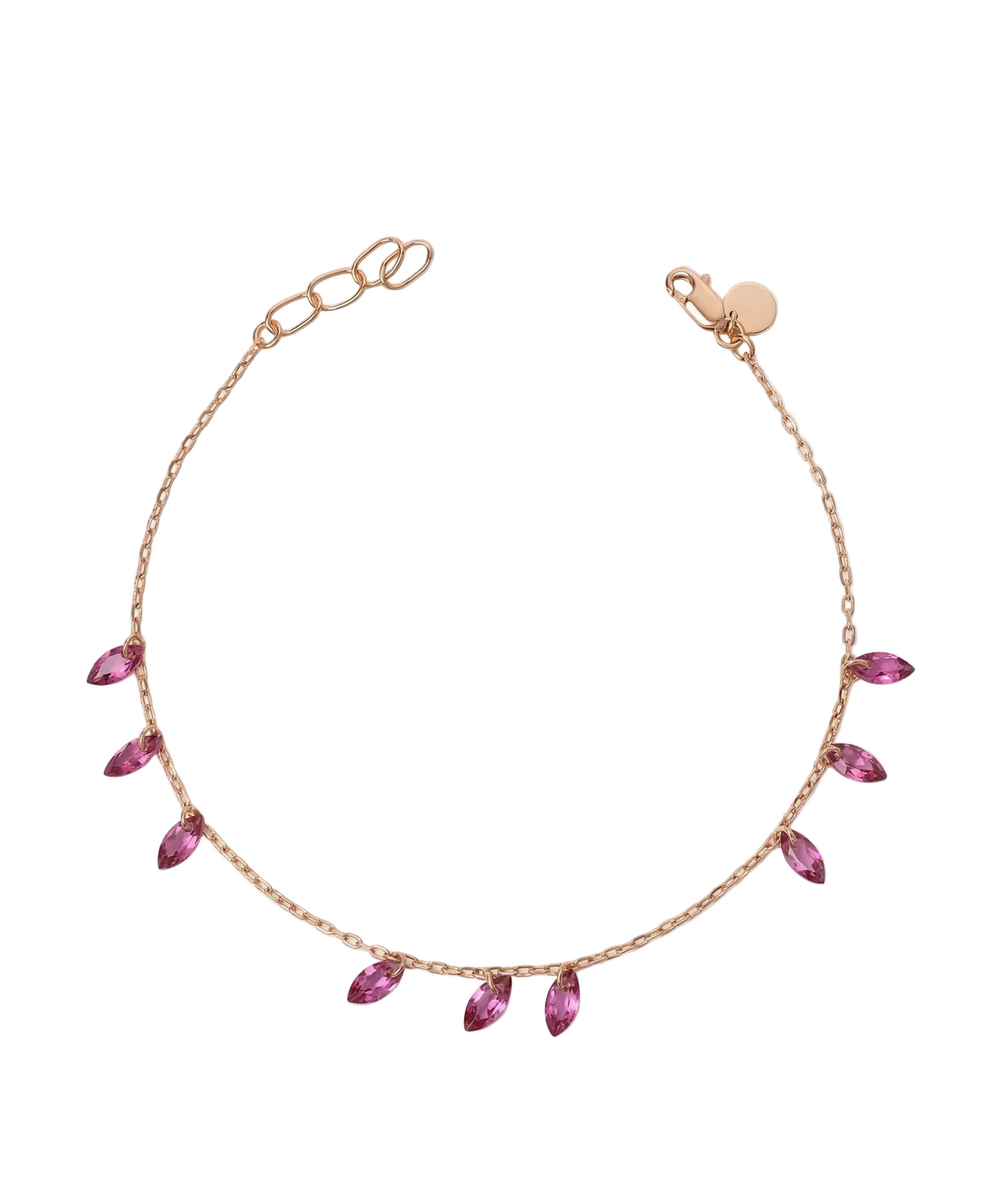 Pink Gemstone Charm Bracelet in 18kt Rose Gold