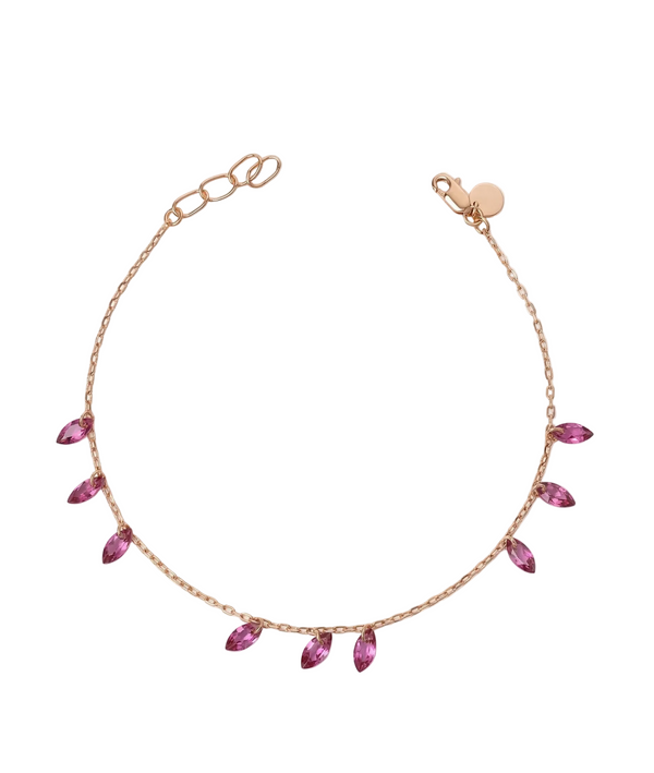 Pink Gemstone Charm Bracelet in 18kt Rose Gold