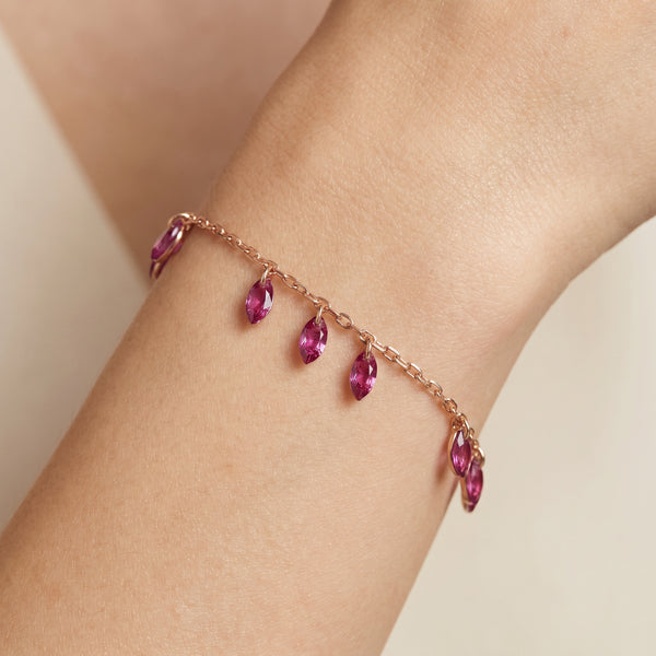 Pink Gemstone Charm Bracelet in 18kt Rose Gold