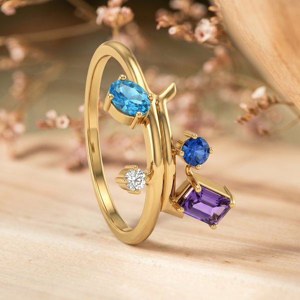 Azure Mixed Fancy Gemstones 18kt Gold Ring