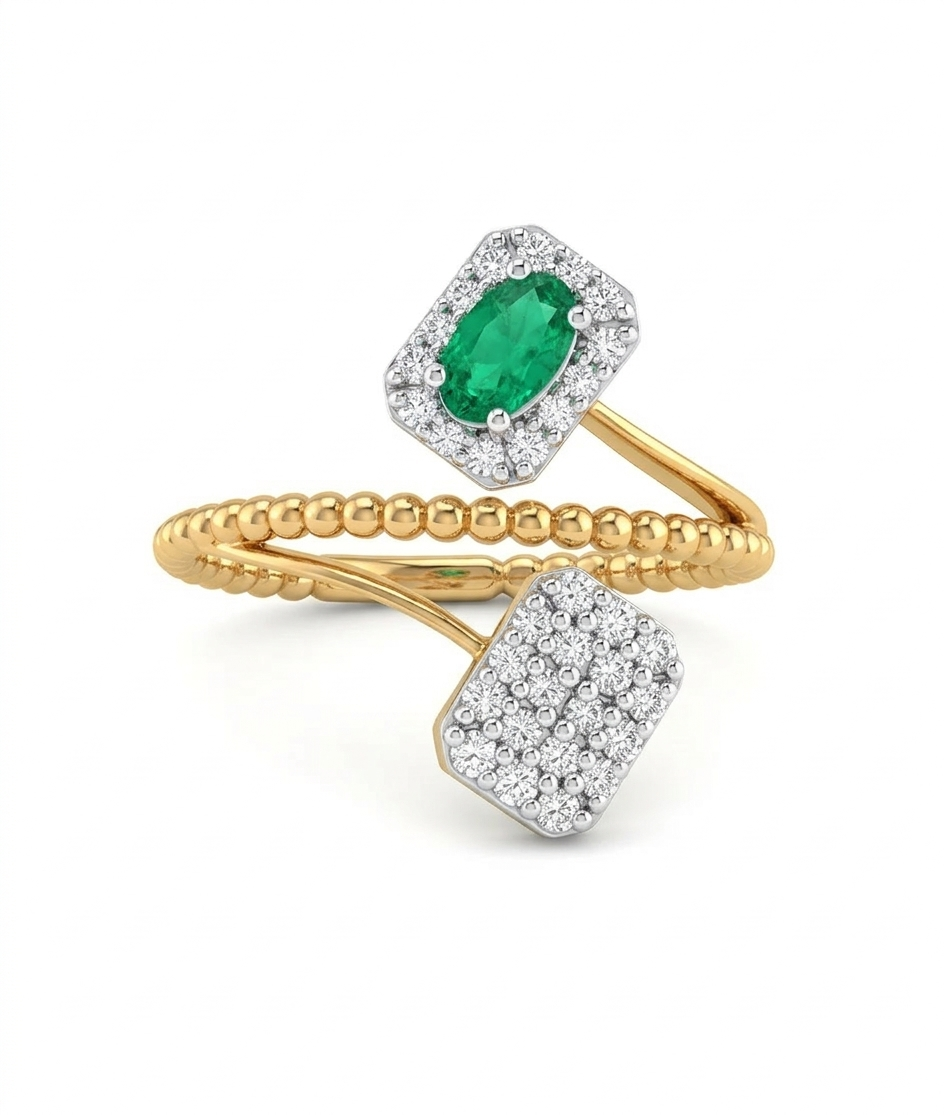 Emerald Twist 18kt Diamond Ring for Women