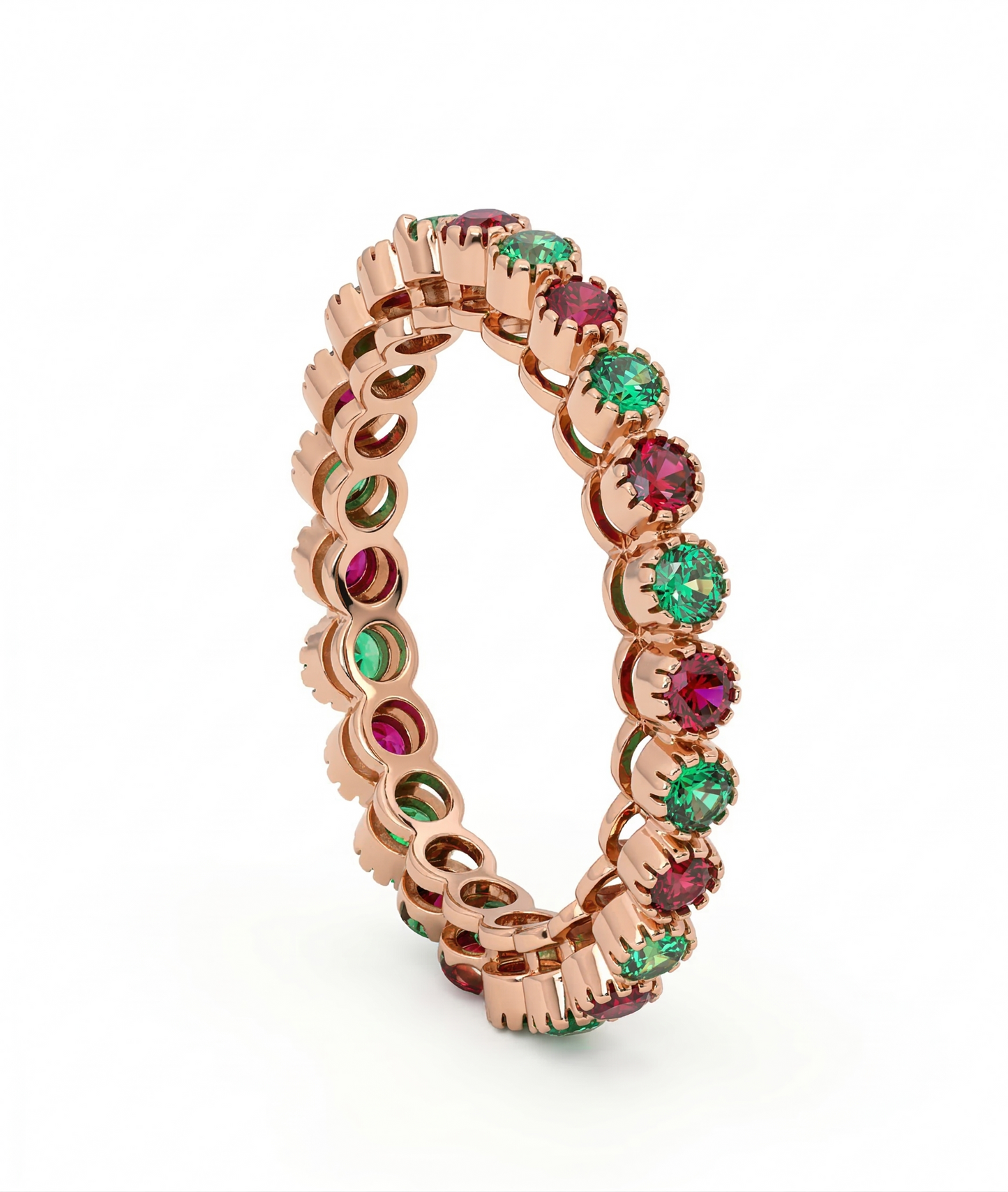 Dual Colour Gemstones 18kt Rose Gold Ring For Wedding