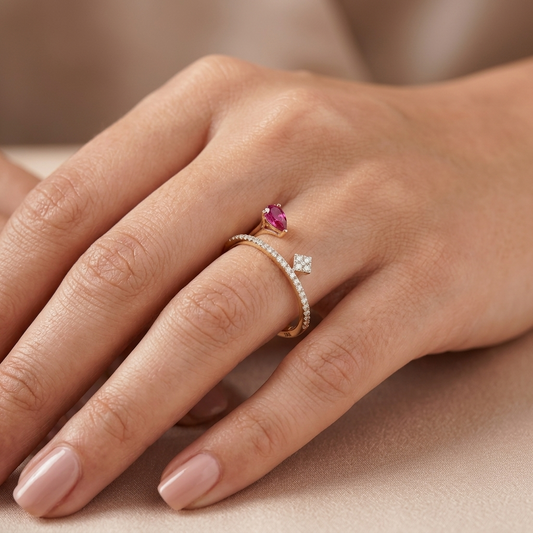 18KT Gold Diamond & Colour Stone Party Ring for Women