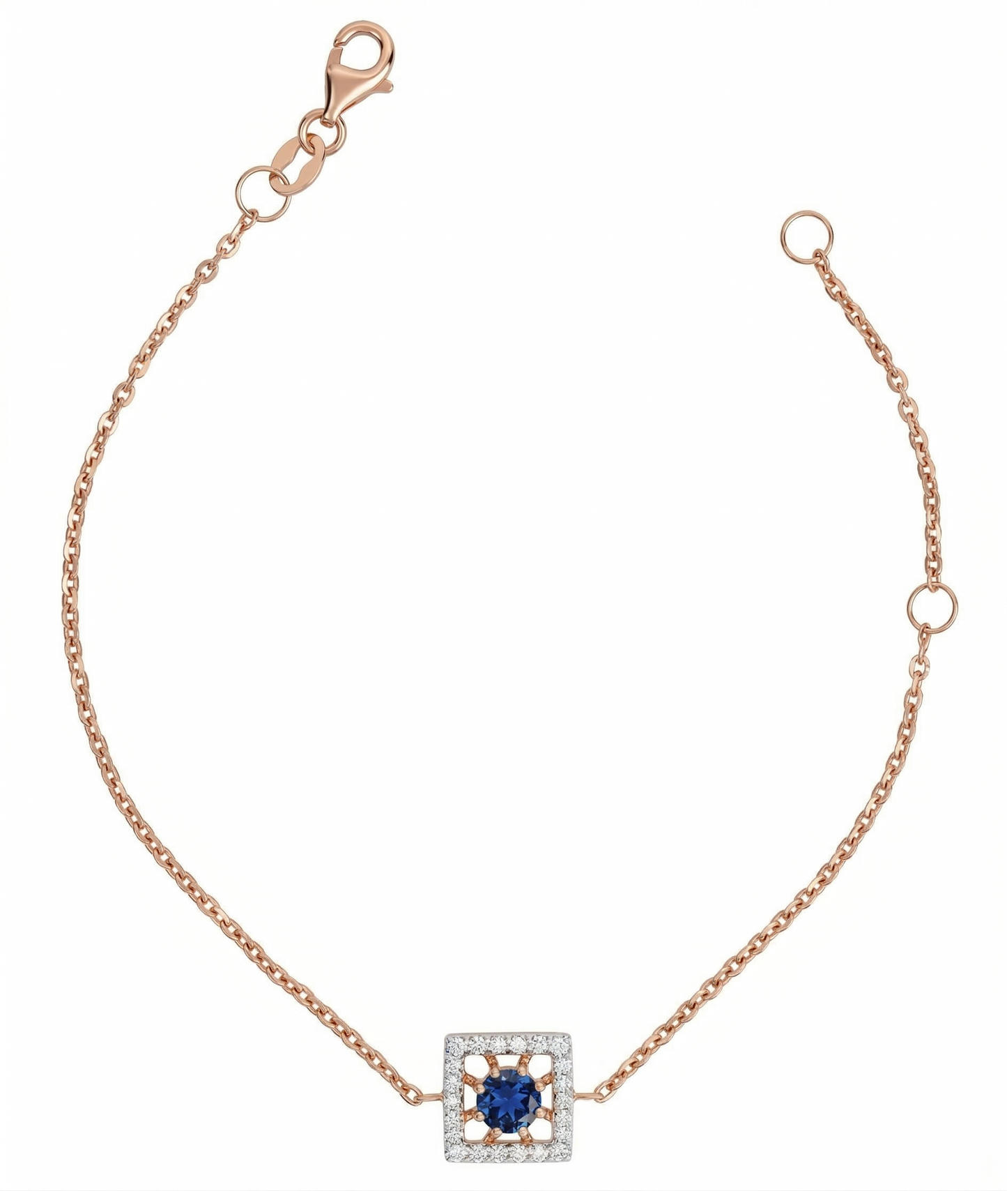Teal Sapphire 18kt Gold Square Diamond Bracelet