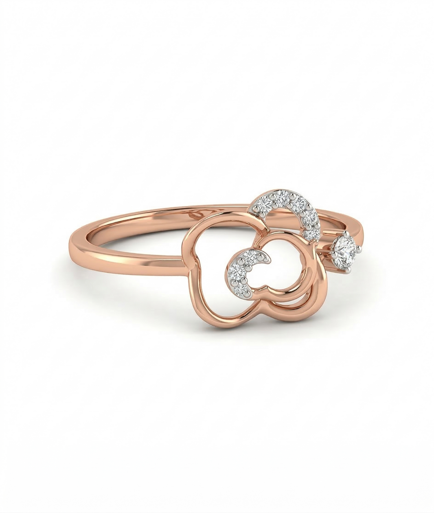 Open Floral 18kt rose Gold Daily Wear Diamond Ring