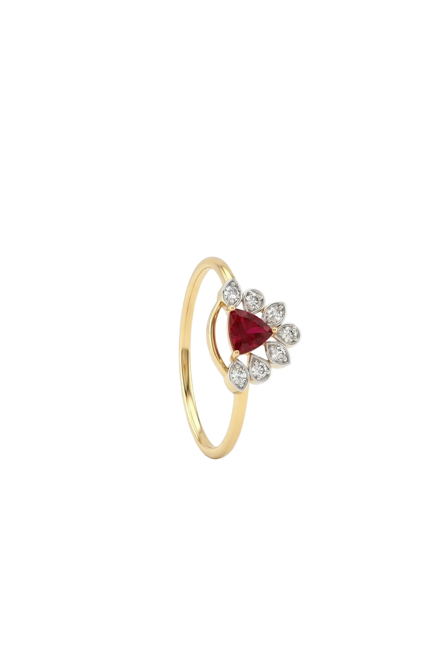Ruby Trillion Crown 18kt Diamond Ring for Women