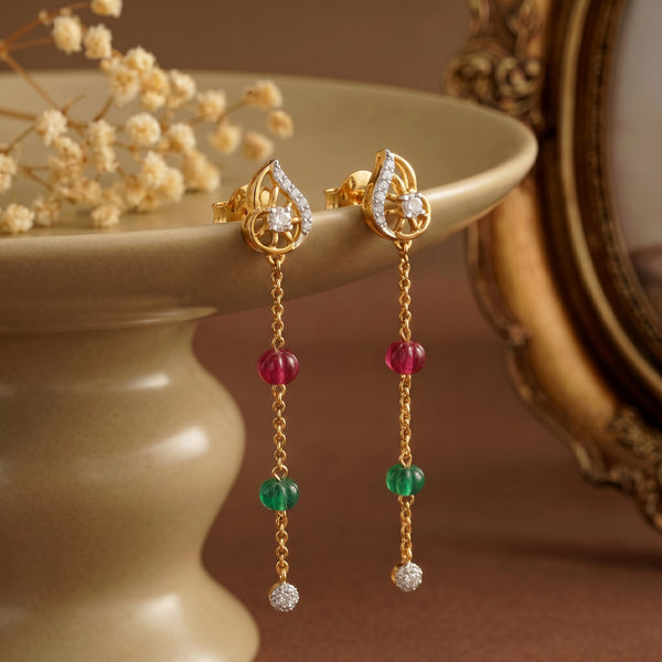 Paisley Harmony 18kt Gold Drop Party Wear Earrings