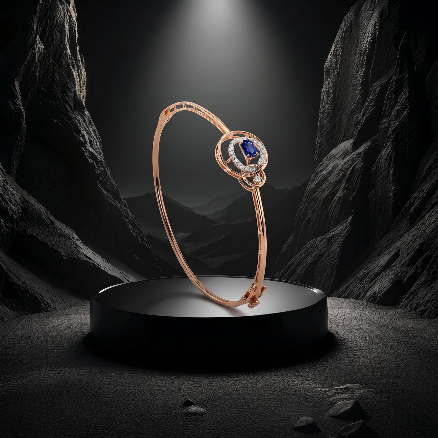 Tanzanite & Diamond Bangle in 18kt Rose Gold For Women  