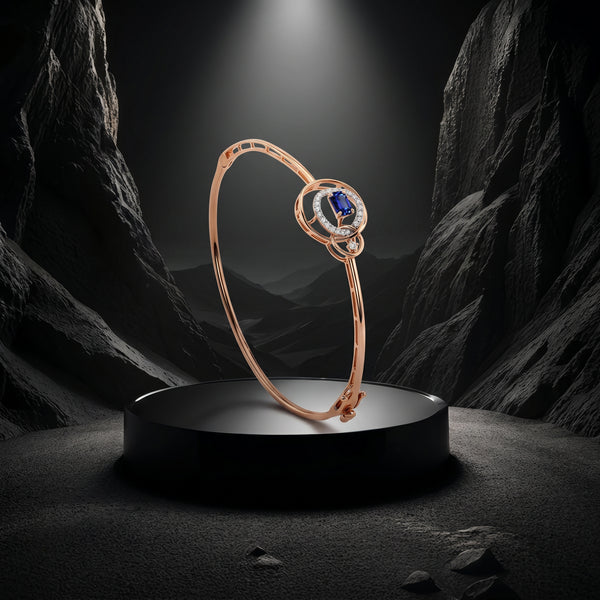 Tanzanite & Diamond Bangle in 18kt Rose Gold For Women  