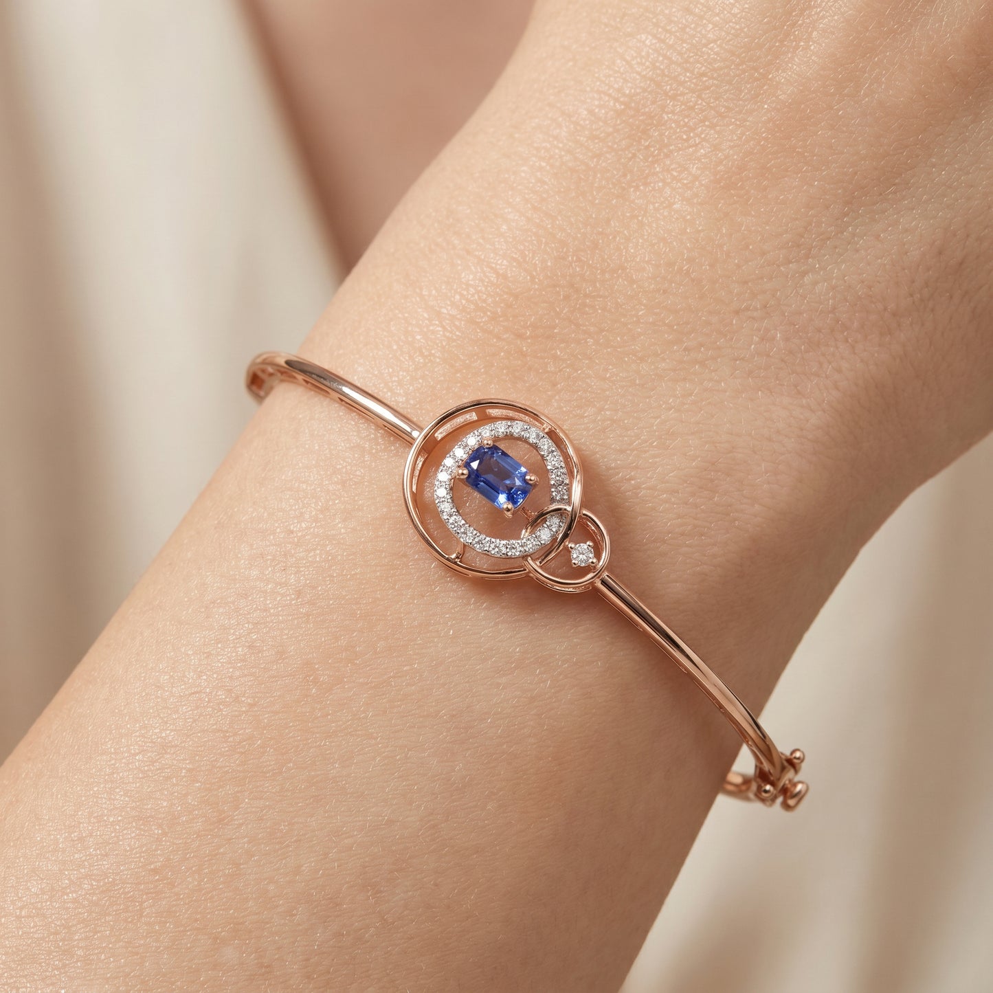 Tanzanite & Diamond Bangle in 18kt Rose Gold For Women  