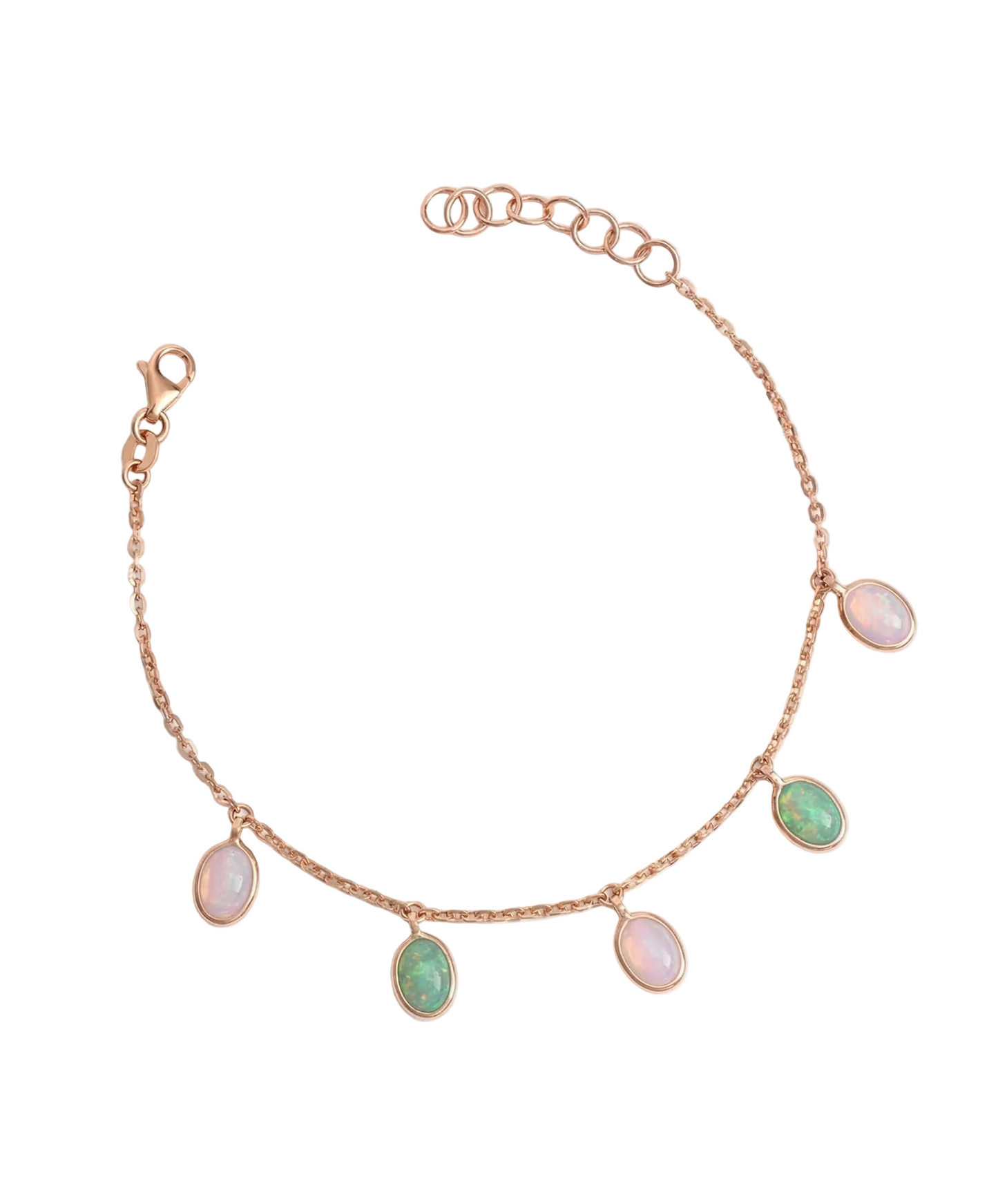 Opal Colourful Charm 18kt Rose Gold Chain Bracelet for Women
