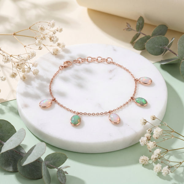 Opal Colourful Charm 18kt Rose Gold Chain Bracelet for Women