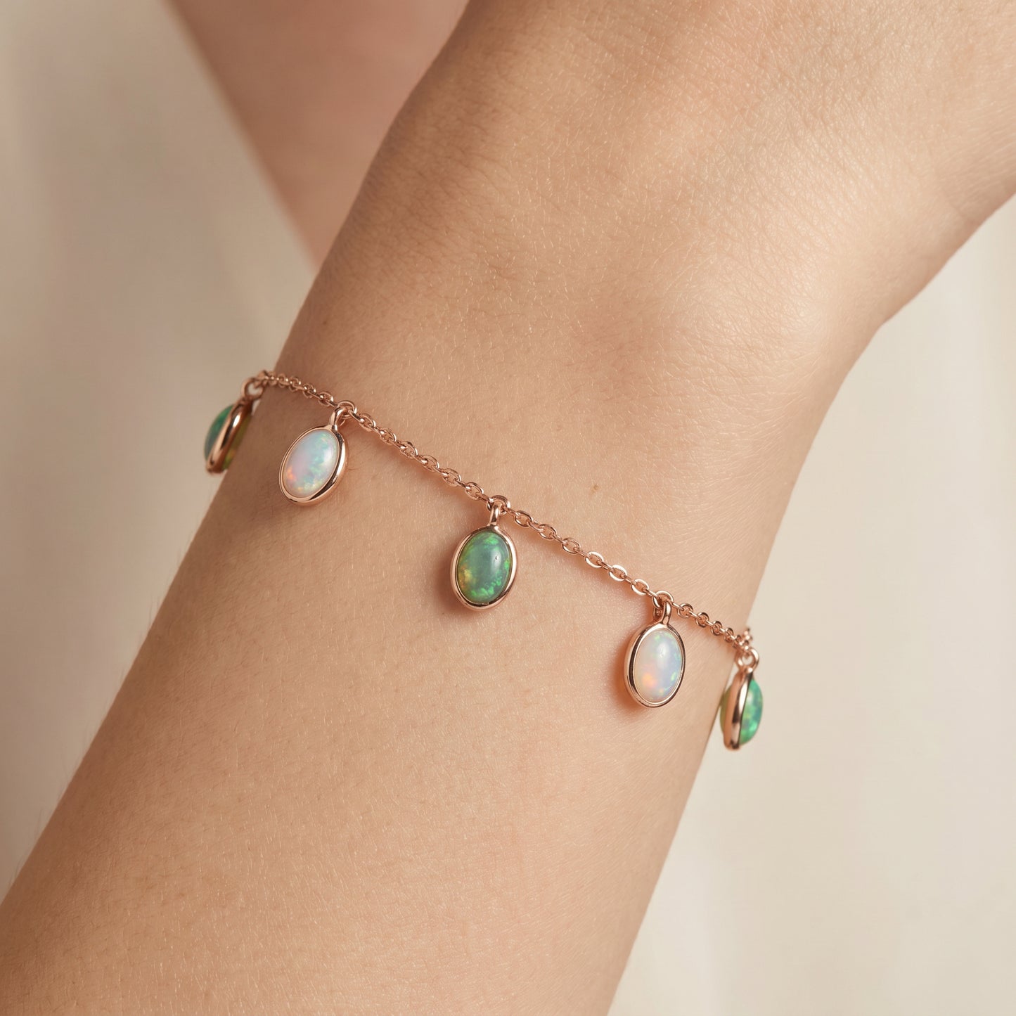 Opal Colourful Charm 18kt Rose Gold Chain Bracelet for Women
