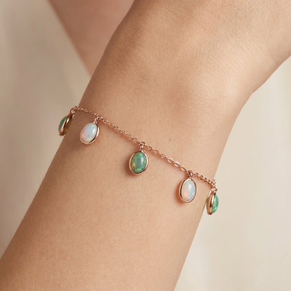 Opal Colourful Charm 18kt Rose Gold Chain Bracelet for Women